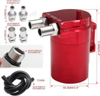 Baffled Oil Catch Can Oil Separator Breather 300ml Aluminum Red Universal
