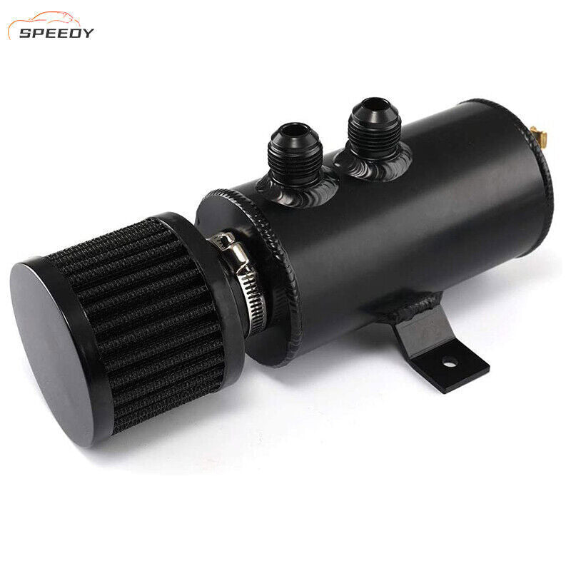 Aluminum AN10 10AN Oil Catch Can Reservoir Tank + Breather Filter Baffled Kit