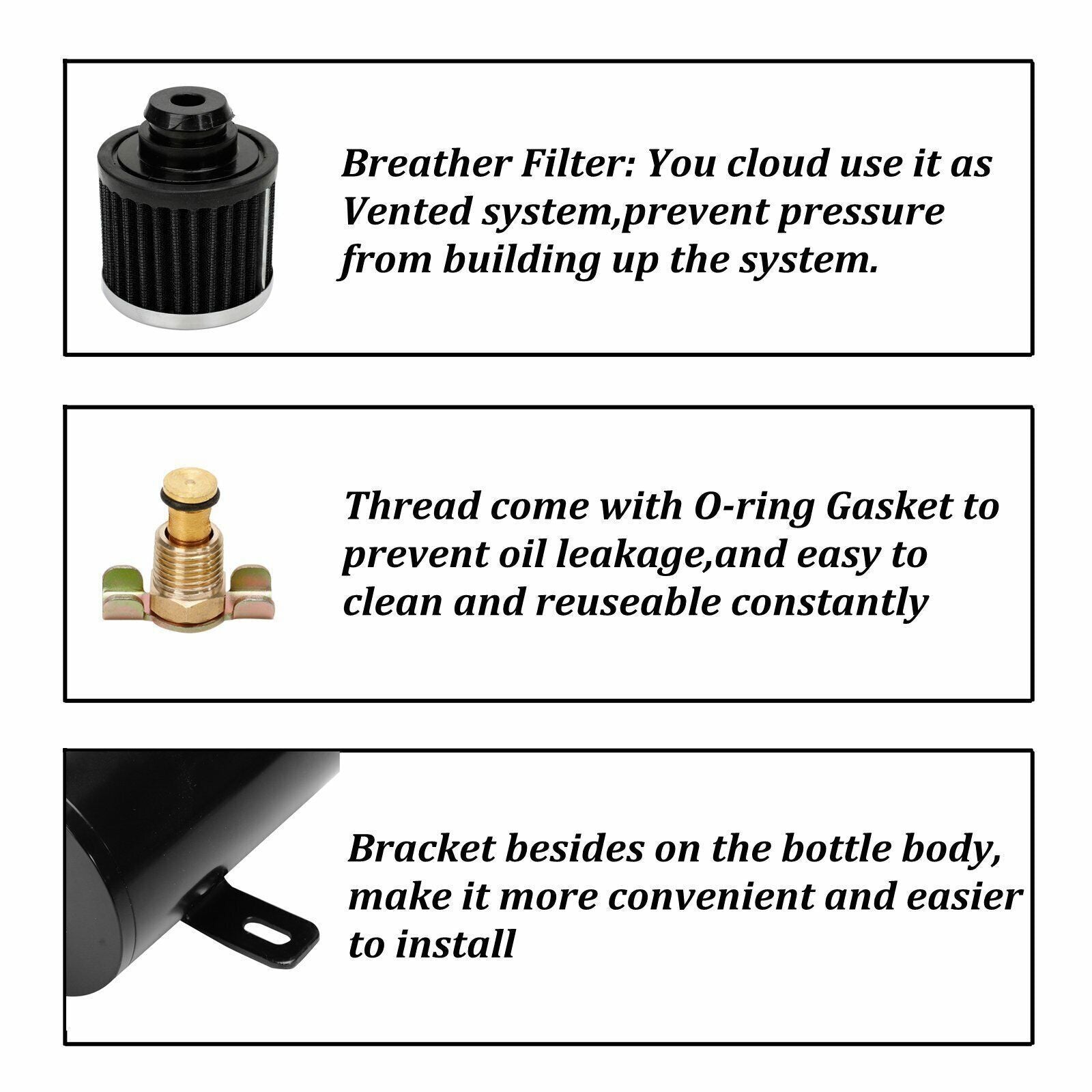 Aluminum AN10 10AN Oil Catch Can Reservoir Tank + Breather Filter Baffled Kit