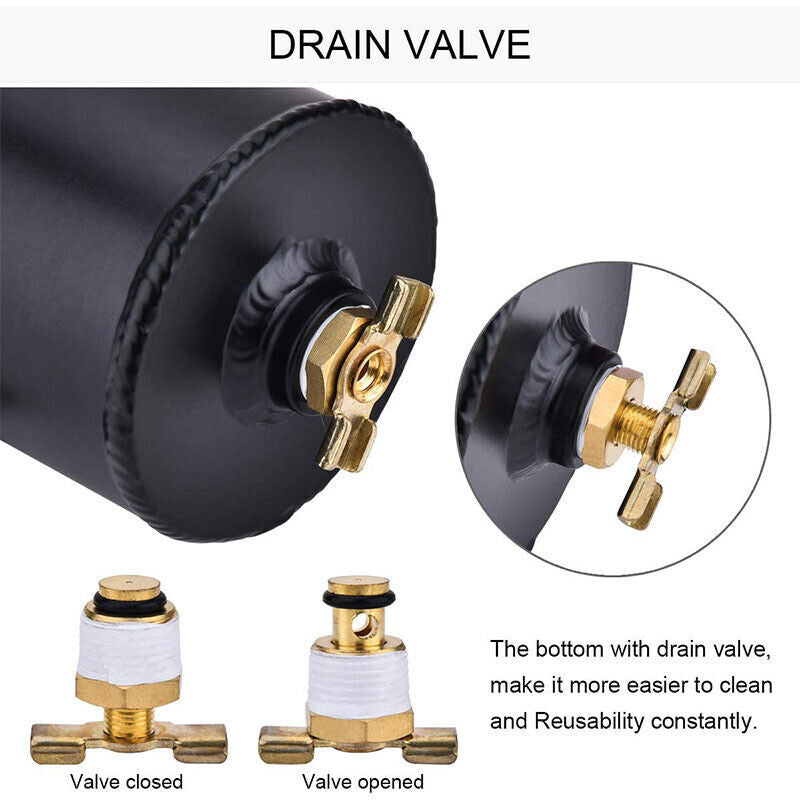 Aluminum AN10 10AN Oil Catch Can Reservoir Tank + Breather Filter Baffled Kit