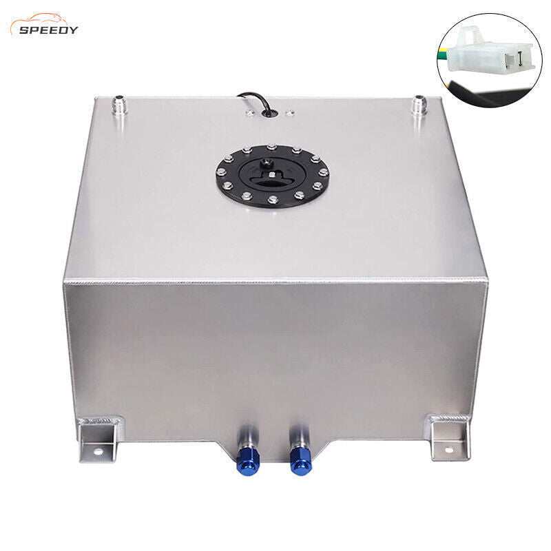 8 Gal Fuel Cell Gas Tank Aluminum Polished Racing Street with Level Sender Silve