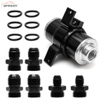 Inline 100 Micron Fuel Filter 6AN 8AN 10AN Adapter 50MM+ Mount Bracket Universal