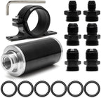 Inline 100 Micron Fuel Filter 6AN 8AN 10AN Adapter 50MM+ Mount Bracket Universal