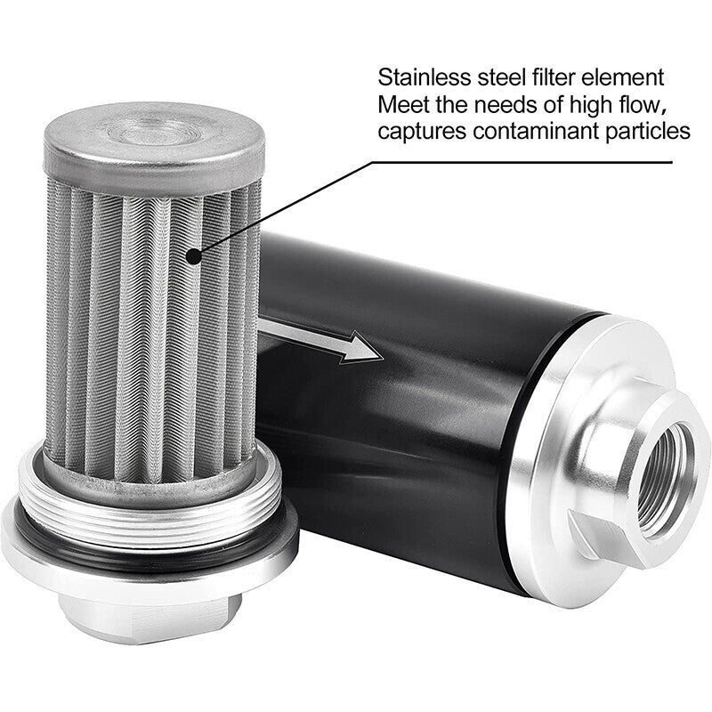 Inline 100 Micron Fuel Filter 6AN 8AN 10AN Adapter 50MM+ Mount Bracket Universal