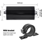Inline 100 Micron Fuel Filter 6AN 8AN 10AN Adapter 50MM+ Mount Bracket Universal