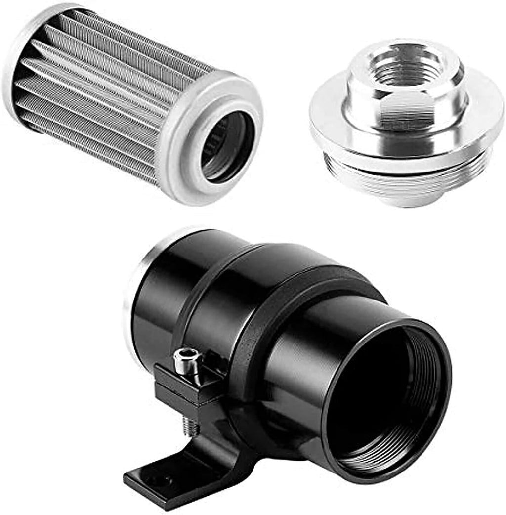 Inline 100 Micron Fuel Filter 6AN 8AN 10AN Adapter 50MM+ Mount Bracket Universal