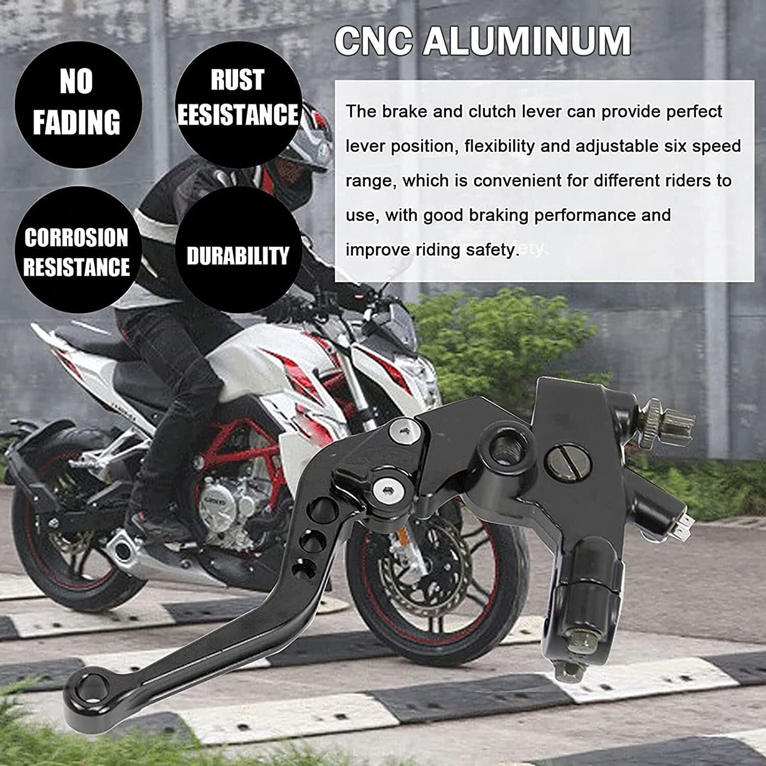Universal 7/8'' Motorcycle CNC Brake Clutch Master Cylinder Reservoir Lever Set