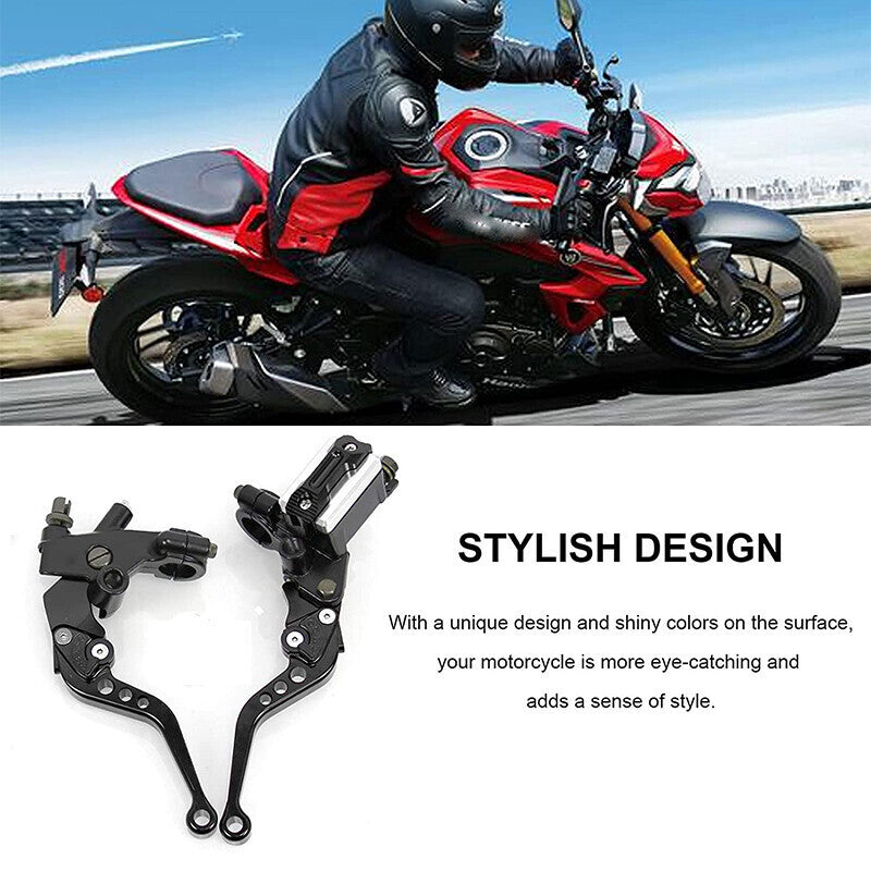 Universal 7/8'' Motorcycle CNC Brake Clutch Master Cylinder Reservoir Lever Set