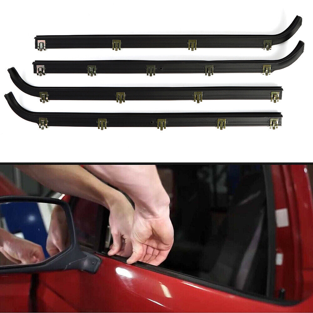 Door Window Seal Belt Weatherstrip 4 Piece Fit For 1987-97 Ford F150 F250 F350