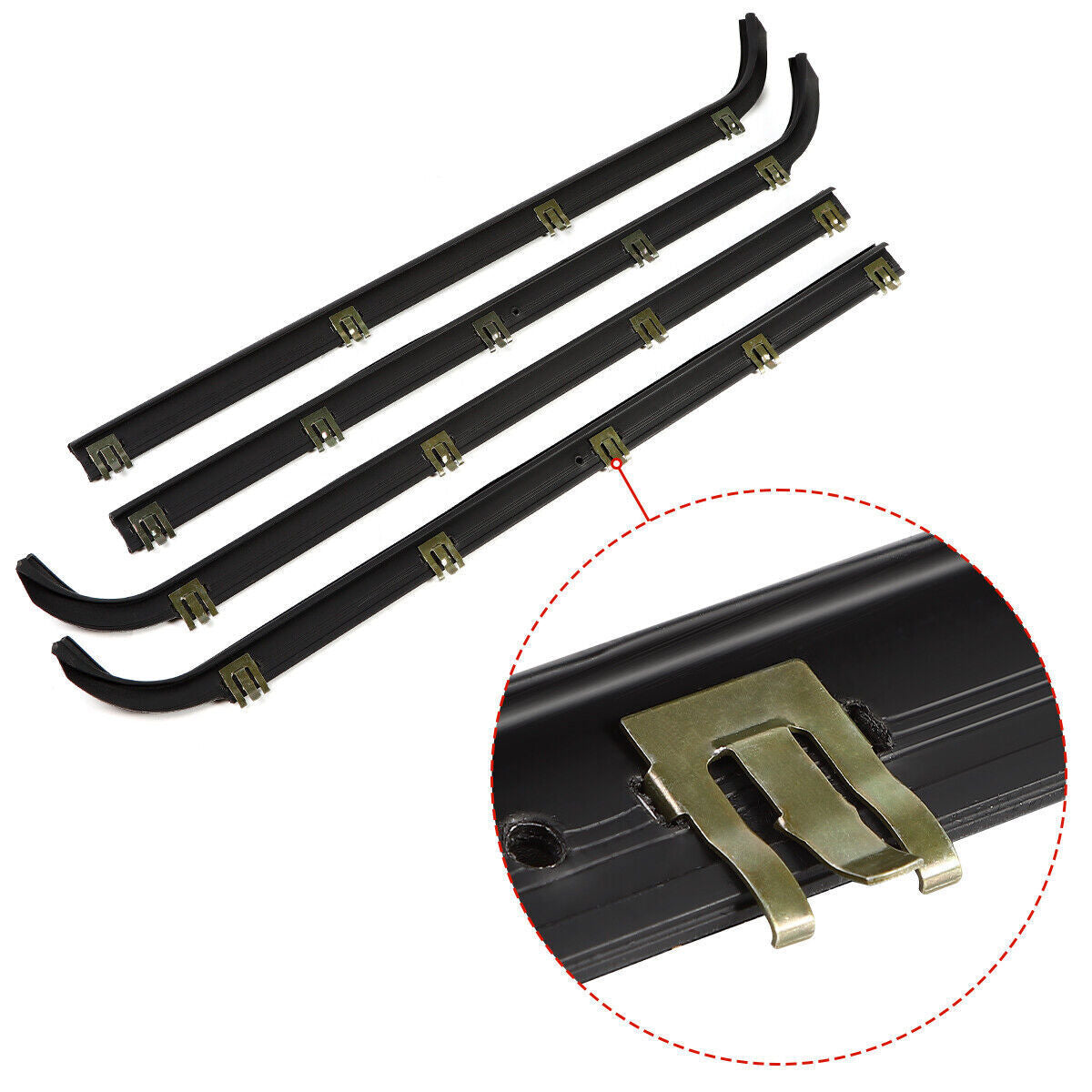 Door Window Seal Belt Weatherstrip 4 Piece Fit For 1987-97 Ford F150 F250 F350