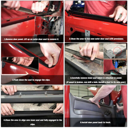 Door Window Seal Belt Weatherstrip 4 Piece Fit For 1987-97 Ford F150 F250 F350