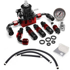 Black-Red Adjustable Fuel Pressure Regulator Kit Oil 0-100psi Gauge -6AN New
