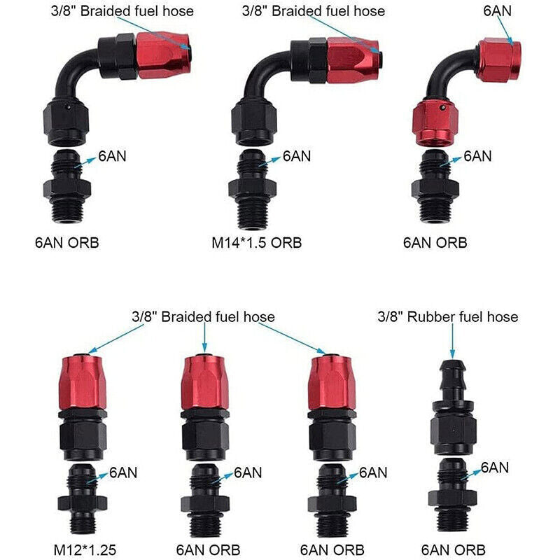 Black-Red Adjustable Fuel Pressure Regulator Kit Oil 0-100psi Gauge -6AN New