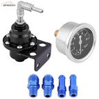 Fuel Pressure Regulator Adjustable With Gauge Type-S 185001 6-AN Fittings Black