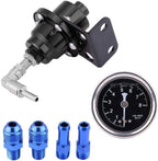 Fuel Pressure Regulator Adjustable With Gauge Type-S 185001 6-AN Fittings Black