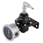 Fuel Pressure Regulator Adjustable With Gauge Type-S 185001 6-AN Fittings Black