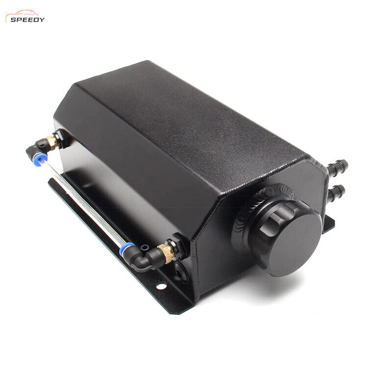 Black Universal 2L Coolant Radiator Overflow Tank Expansion Reservoir Aluminum S