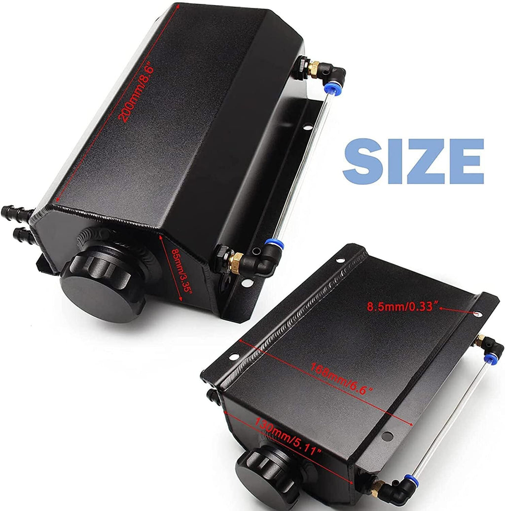 Black Universal 2L Coolant Radiator Overflow Tank Expansion Reservoir Aluminum S