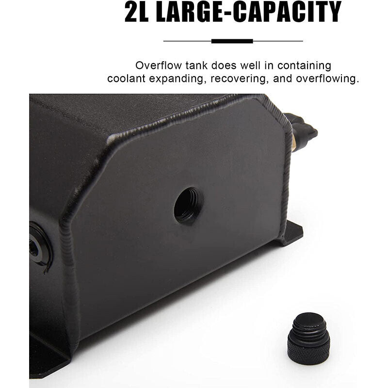 Black Universal 2L Coolant Radiator Overflow Tank Expansion Reservoir Aluminum S