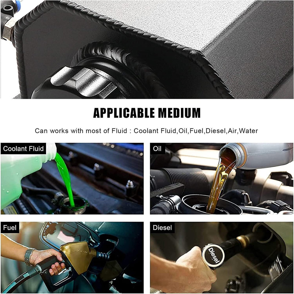 Black Universal 2L Coolant Radiator Overflow Tank Expansion Reservoir Aluminum S
