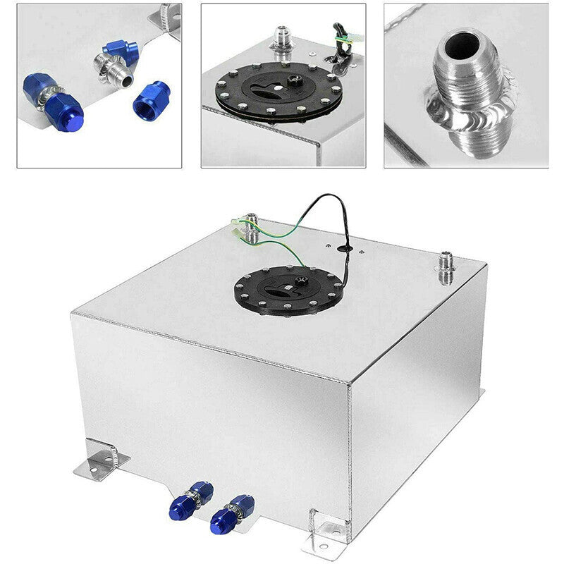20 Gallon Lightweight Aluminum Race Drift Fuel Cell Tank+Level Sender Sliver