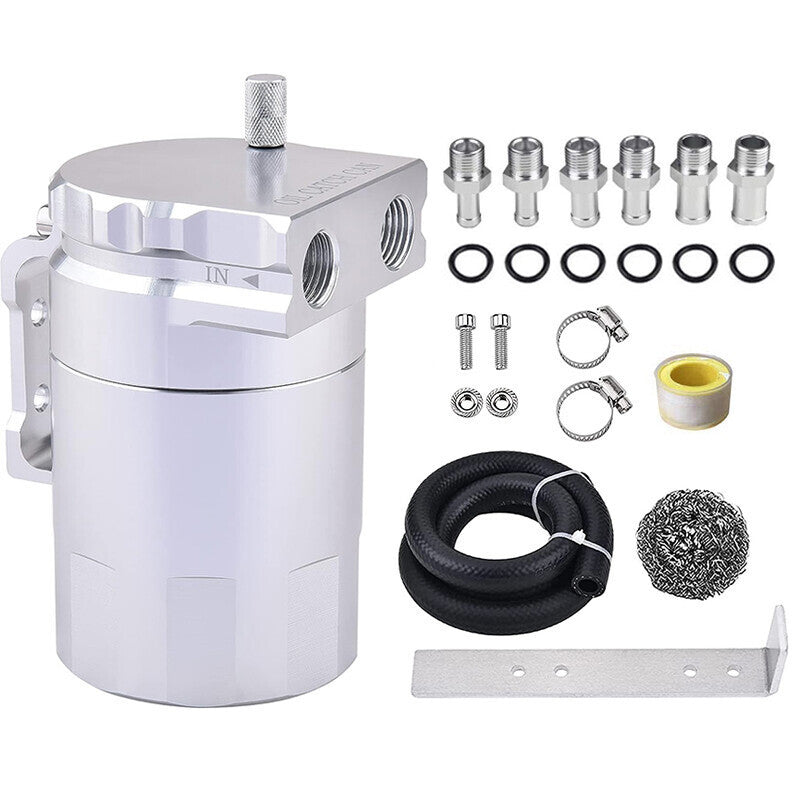 Oil Catch Can Kit Reservoir Baffled Tank with Dipstick Universal Aluminum US