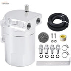 Oil Catch Can Kit Reservoir Baffled Tank with Dipstick Universal Aluminum US