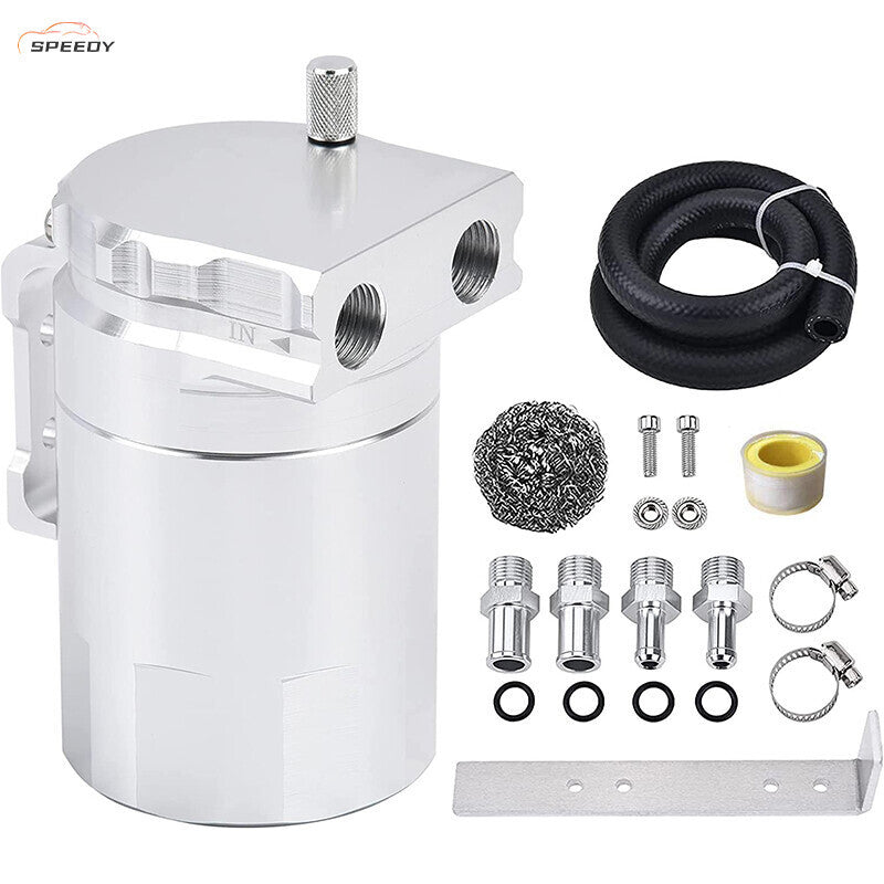 Oil Catch Can Kit Reservoir Baffled Tank with Dipstick Universal Aluminum US