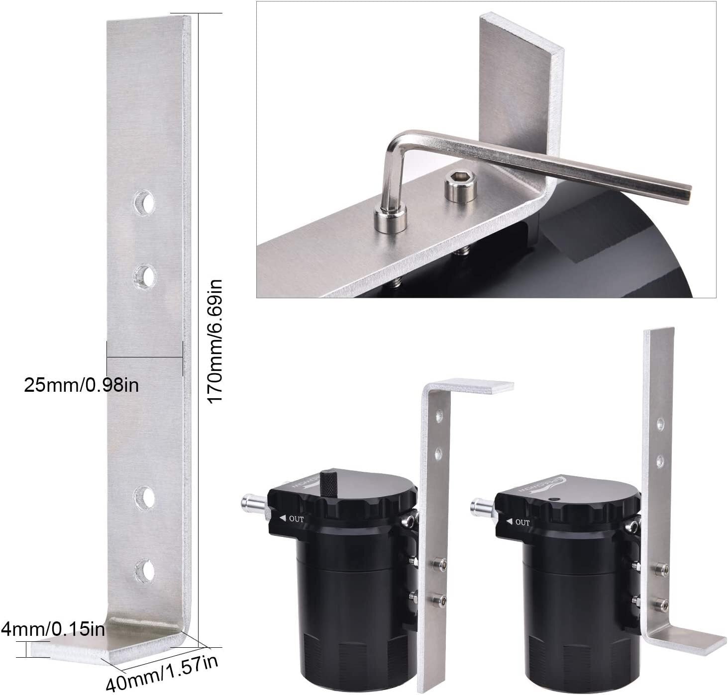 Oil Catch Can Kit Reservoir Baffled Tank with Dipstick Universal Aluminum US