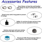Oil Catch Can Kit Reservoir Baffled Tank with Dipstick Universal Aluminum US