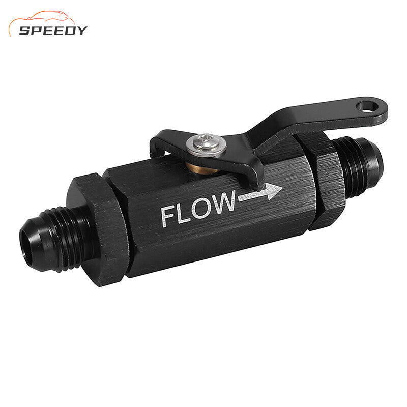 3/8" AN6 6AN Inline Fuel Shut Off Valve Flow Cut Male Fitting Black Cable Lever