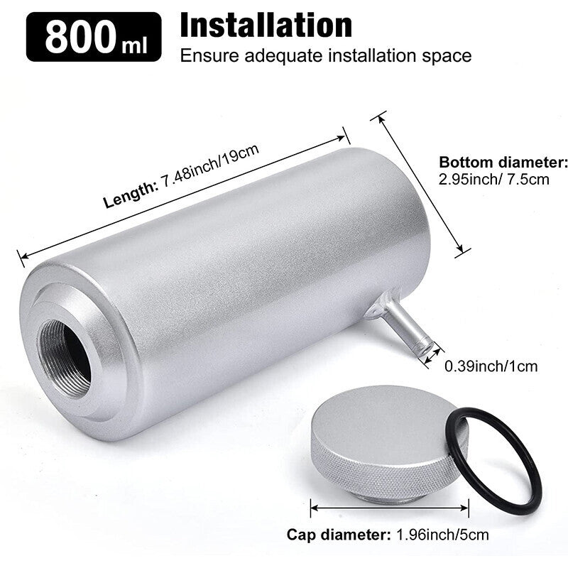 Coolant Overflow Tank Radiator Bottle Universal 800ml Aluminum with Hose Line US