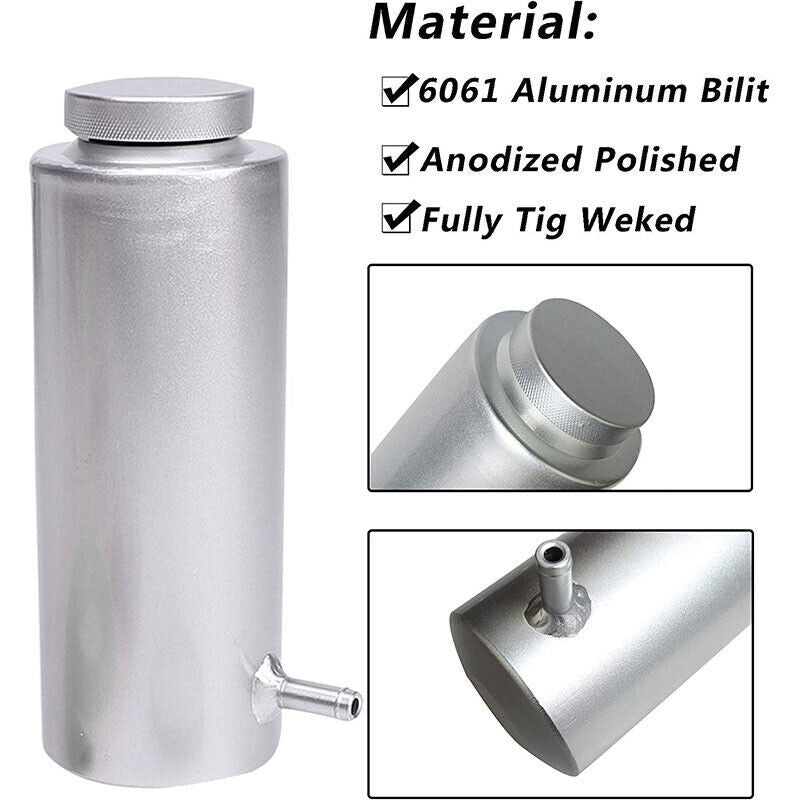 Coolant Overflow Tank Radiator Bottle Universal 800ml Aluminum with Hose Line US