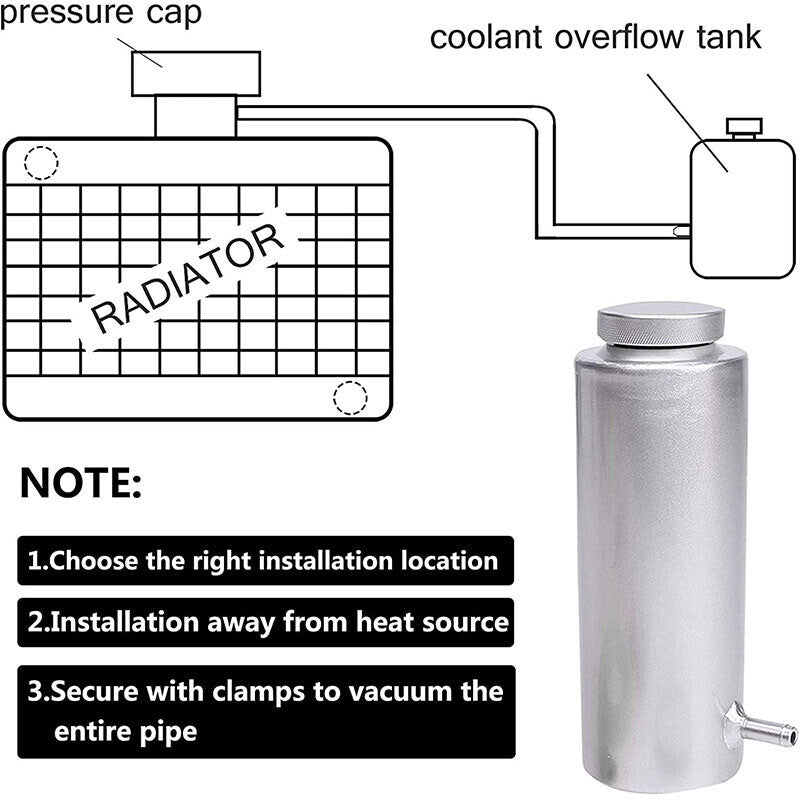 Coolant Overflow Tank Radiator Bottle Universal 800ml Aluminum with Hose Line US