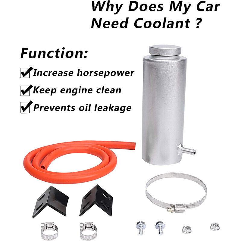 Coolant Overflow Tank Radiator Bottle Universal 800ml Aluminum with Hose Line US