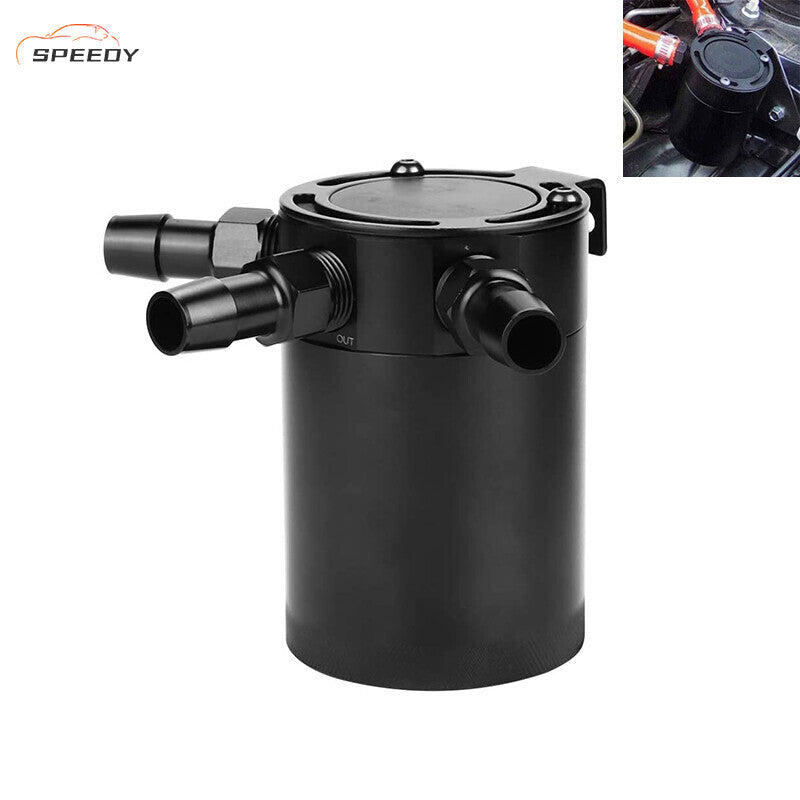 3-Port Oil Catch Can Tank Reservoir Air-Oil Separator Racing Baffled Aluminum
