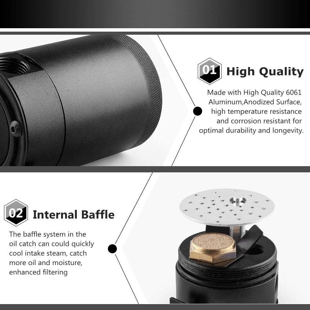 3-Port Oil Catch Can Tank Reservoir Air-Oil Separator Racing Baffled Aluminum