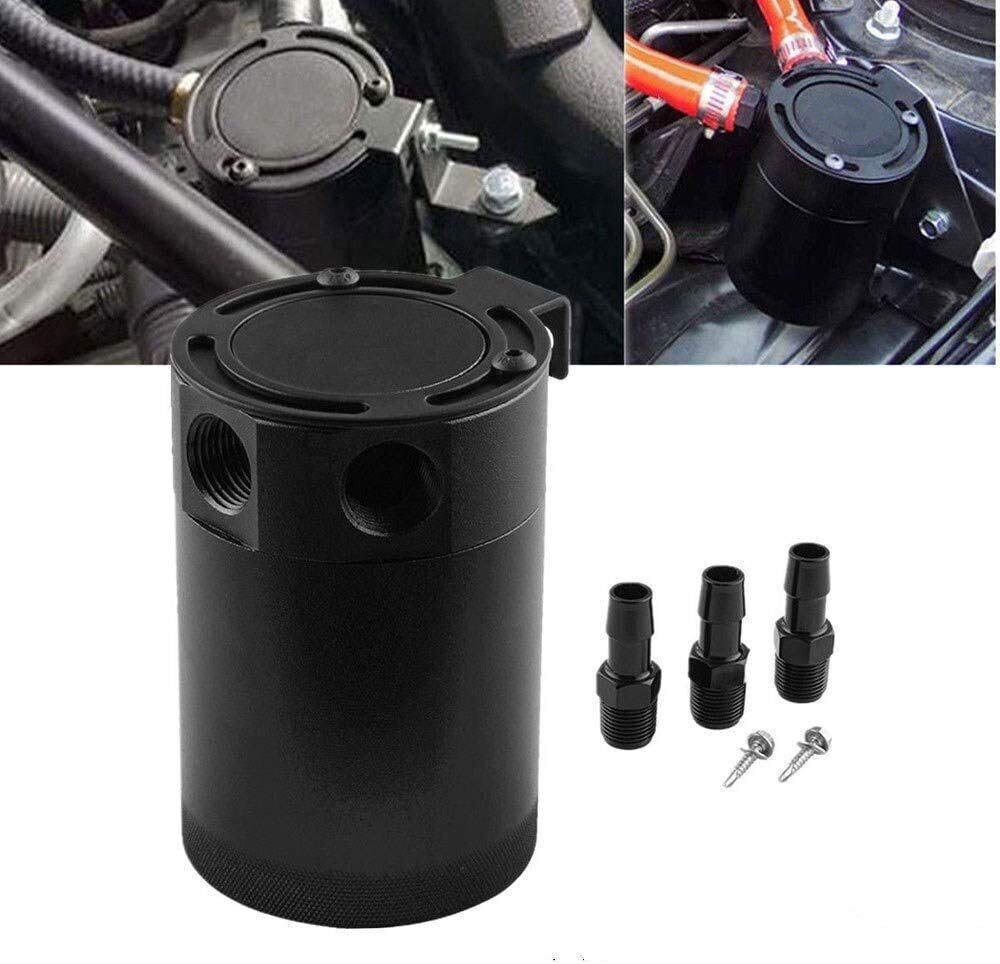 3-Port Oil Catch Can Tank Reservoir Air-Oil Separator Racing Baffled Aluminum