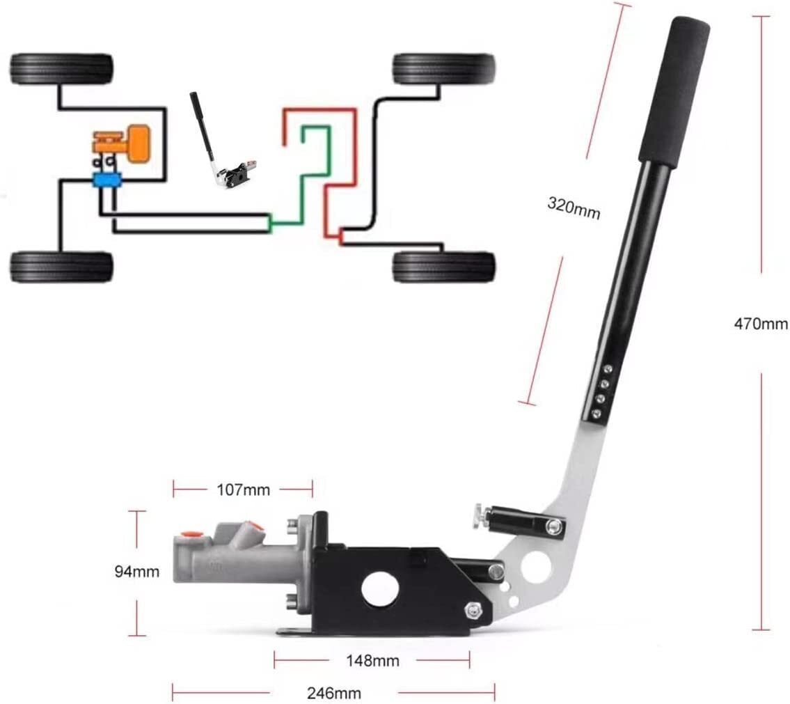 Universal Hydraulic Horizontal Drift E-Brake Racing Parking Handbrake Lever Gear