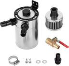 2-Port Oil Catch Can Kit Reservoir Petrol Diesel Turbo Baffled Tank Universal