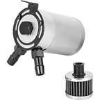 2-Port Oil Catch Can Kit Reservoir Petrol Diesel Turbo Baffled Tank Universal