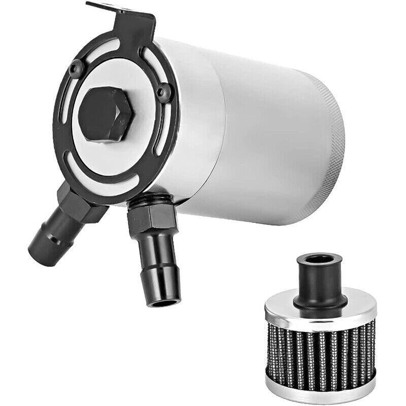 2-Port Oil Catch Can Kit Reservoir Petrol Diesel Turbo Baffled Tank Universal