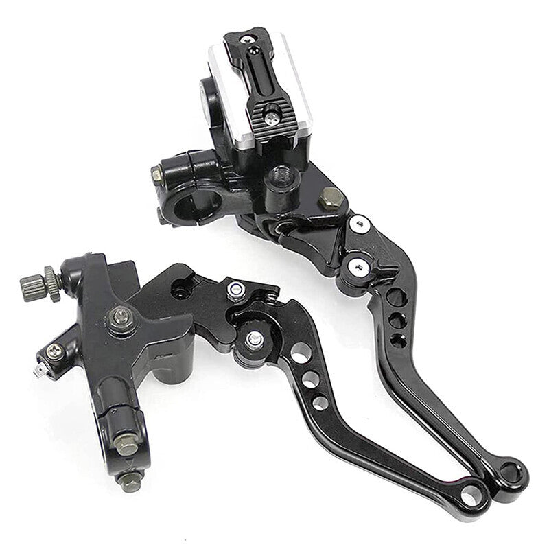 7/8" Motorcycle Handlebar Hydraulic Brake Master Cylinder & Clutch Lever Black