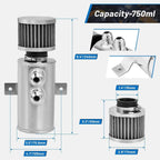 750ml 10AN Oil Catch Can Reservoir Tank & Breather Filter Baffled Kit Aluminum