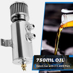 750ml 10AN Oil Catch Can Reservoir Tank & Breather Filter Baffled Kit Aluminum