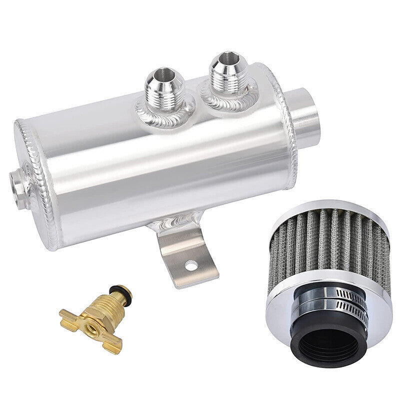 750ml 10AN Oil Catch Can Reservoir Tank & Breather Filter Baffled Kit Aluminum