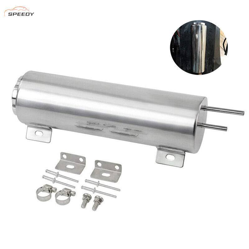 3"x10" Polished Stainless Steel Radiator Coolant Overflow Catch Puke Tank 32OZ