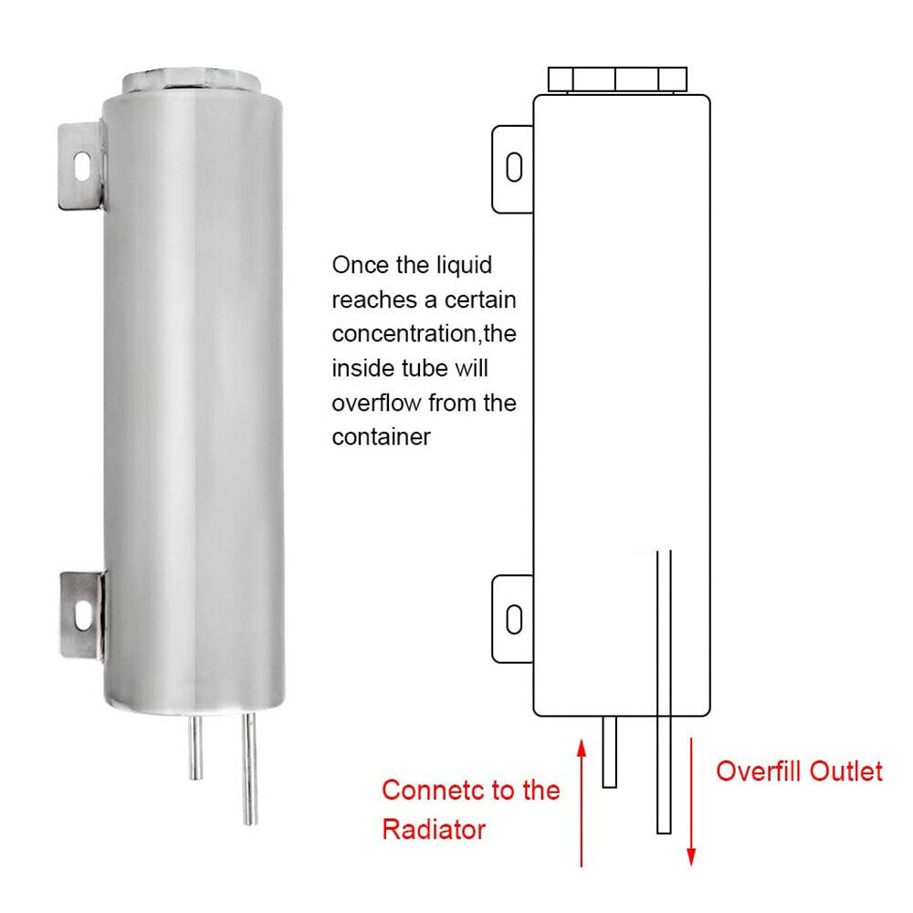 3"x10" Polished Stainless Steel Radiator Coolant Overflow Catch Puke Tank 32OZ