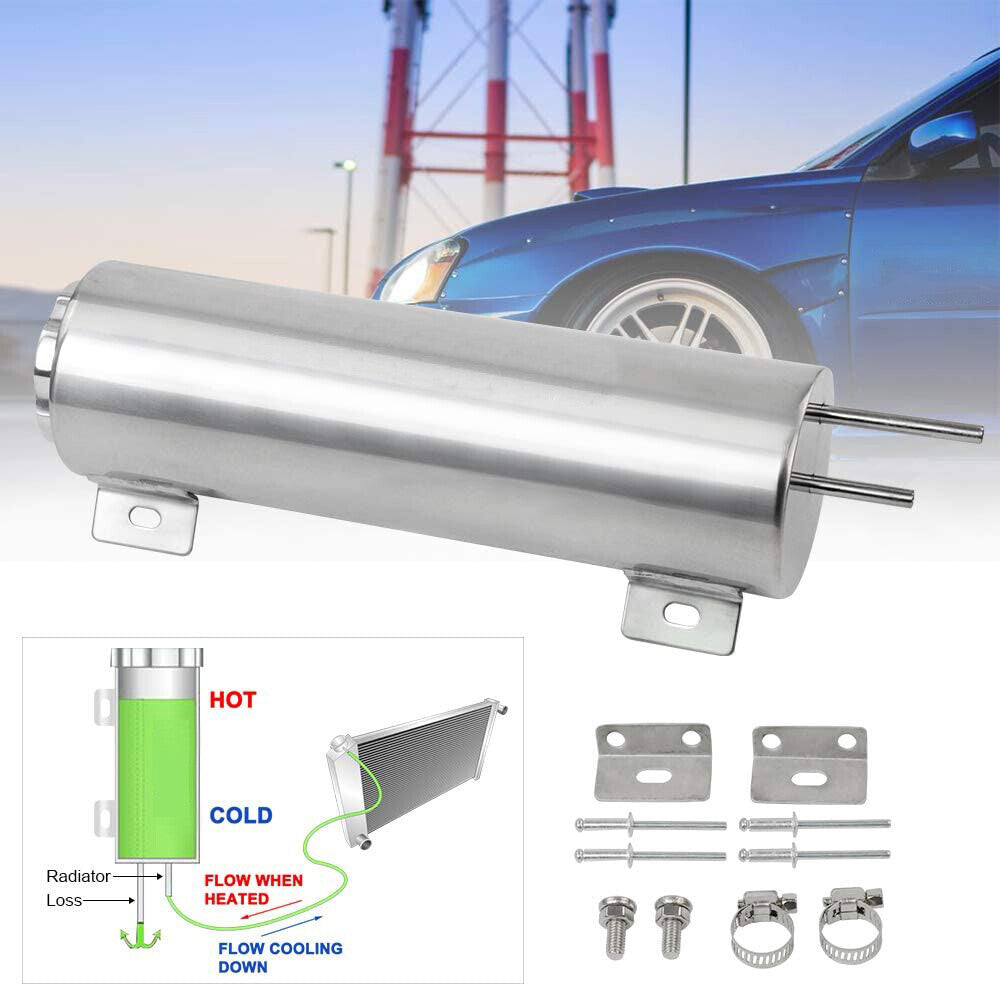 3"x10" Polished Stainless Steel Radiator Coolant Overflow Catch Puke Tank 32OZ