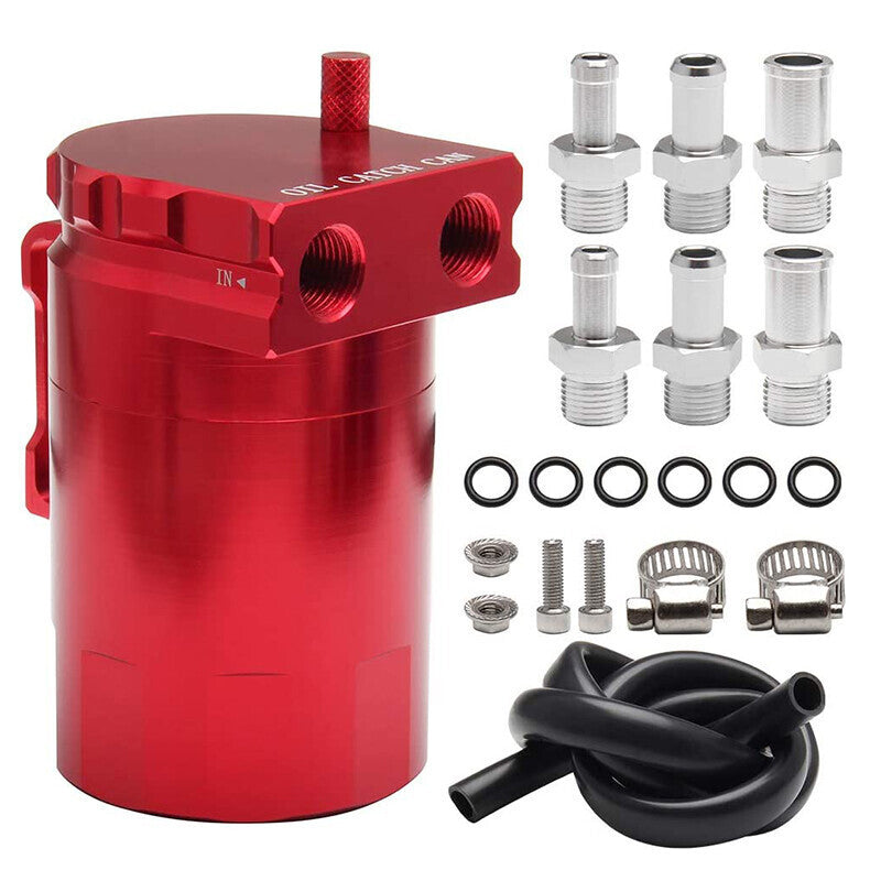 Oil Catch Can Kit Reservoir Baffled Tank with Breather Filter Aluminum Engine US